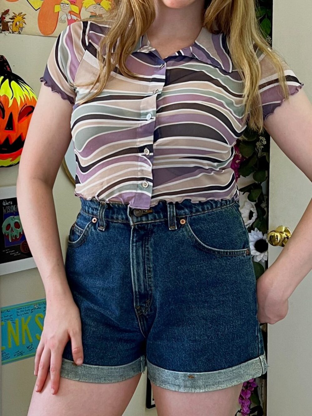 Popular 21 Purple Sheer Mesh Crop Top Size Large